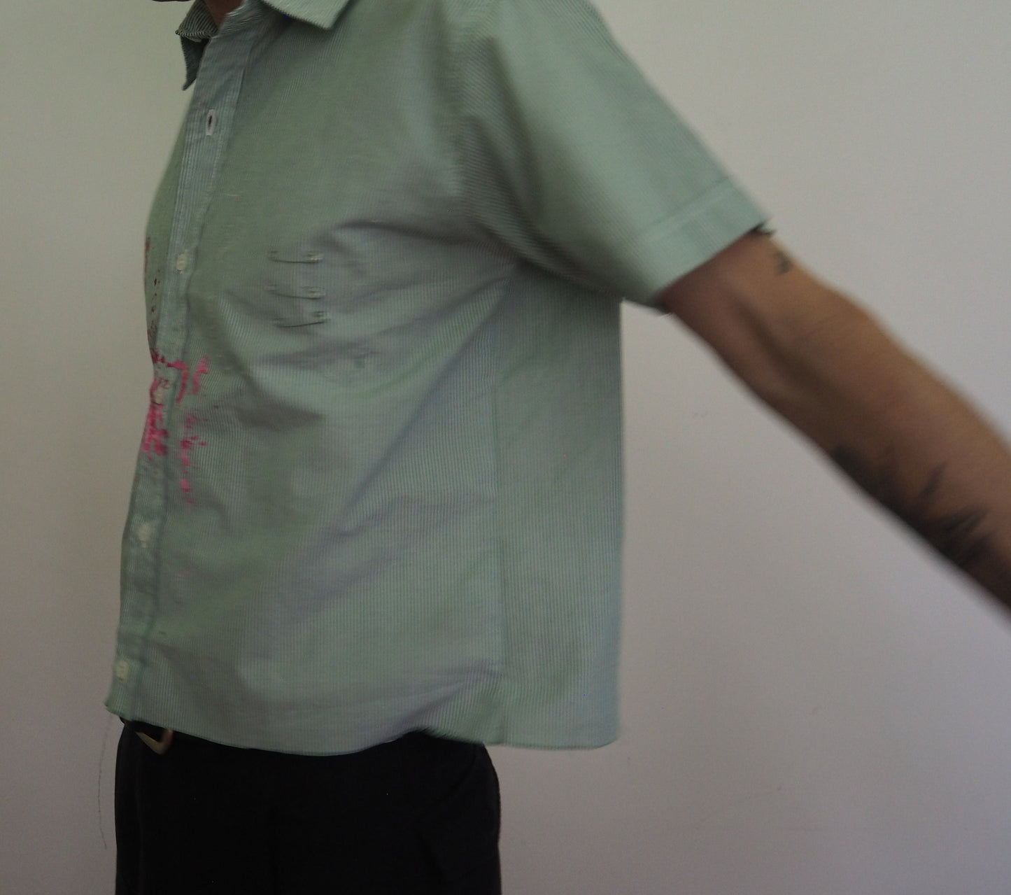 1 : 1 UPCYCLED BUTTON UP : LGHT GREEN