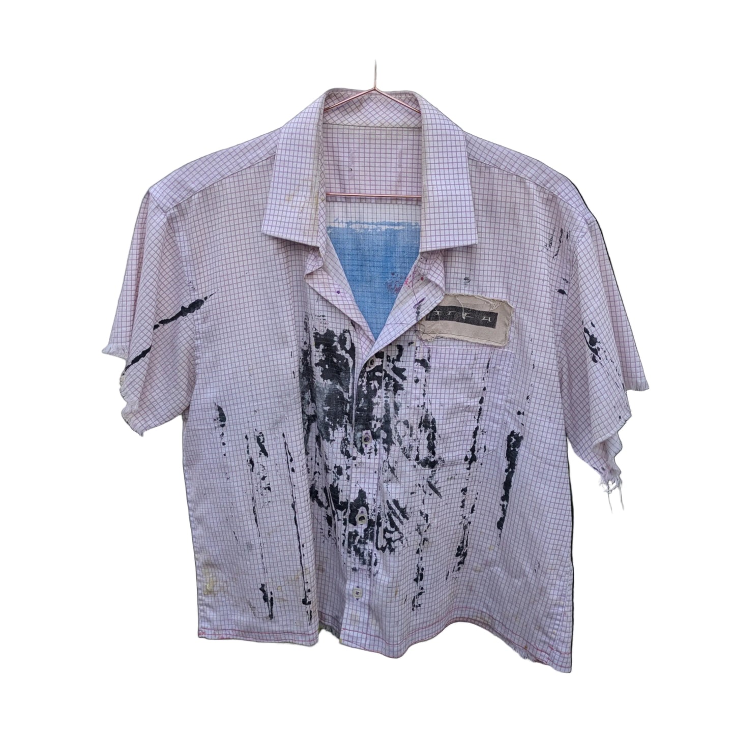 1: 1 UPCYCLED BUTTON UP : CHECKERED PNK & OFF WHITE