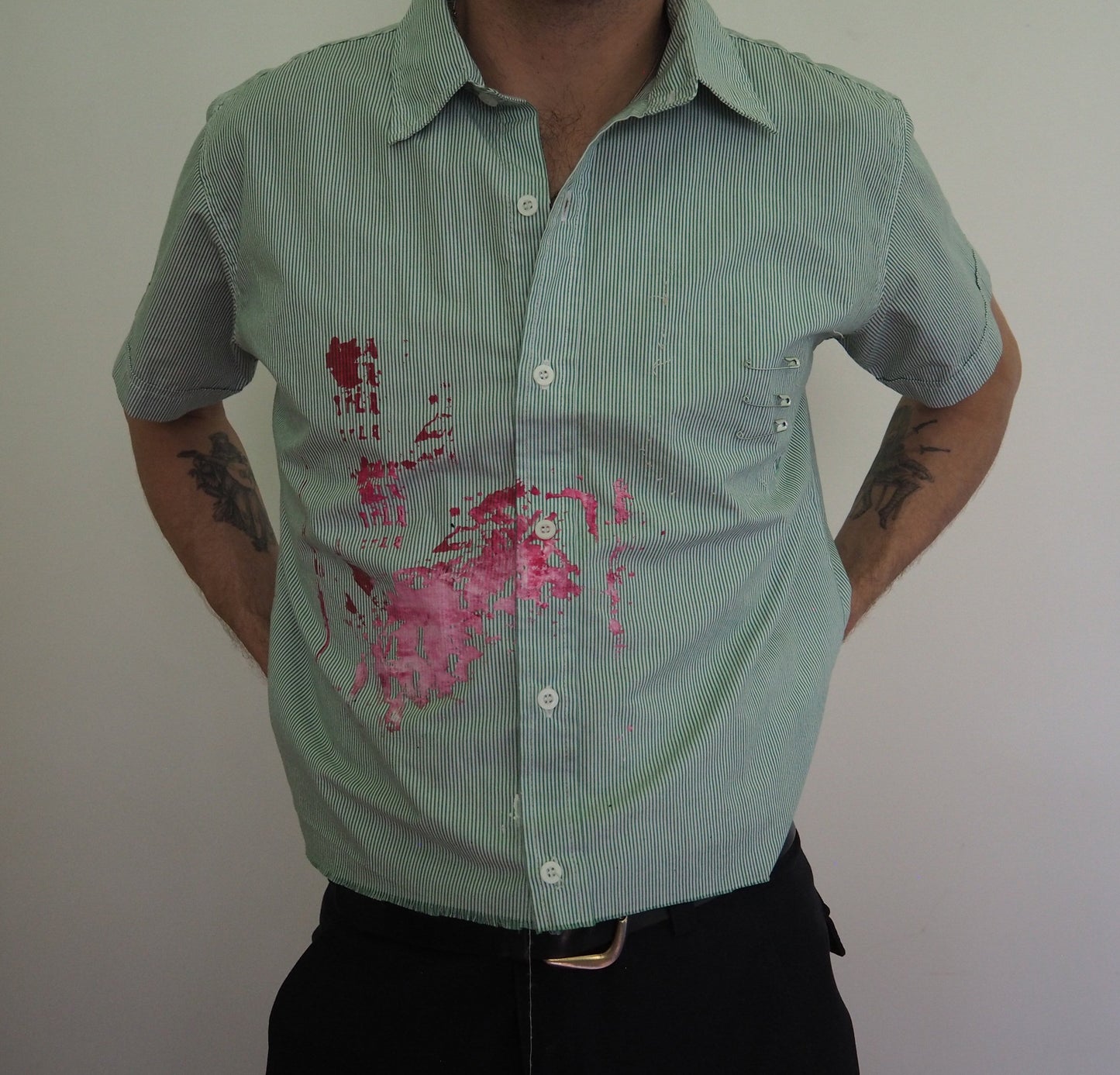 1 : 1 UPCYCLED BUTTON UP : LGHT GREEN